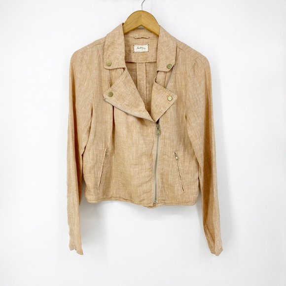 Lou & Grey Jackets & Blazers - Lou & Grey : Lightweight Linen Moto Jacket Medium